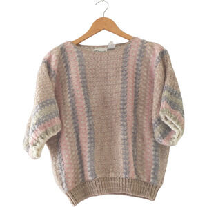 Women’s Vintage Short Sleeved Sweater Neutrals Sz Small 70s 80s Y2K